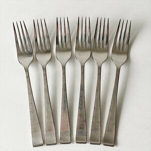 Vintage Lyon Stainless New Charm Flatware USA Made 6 Dinner Forks MCM